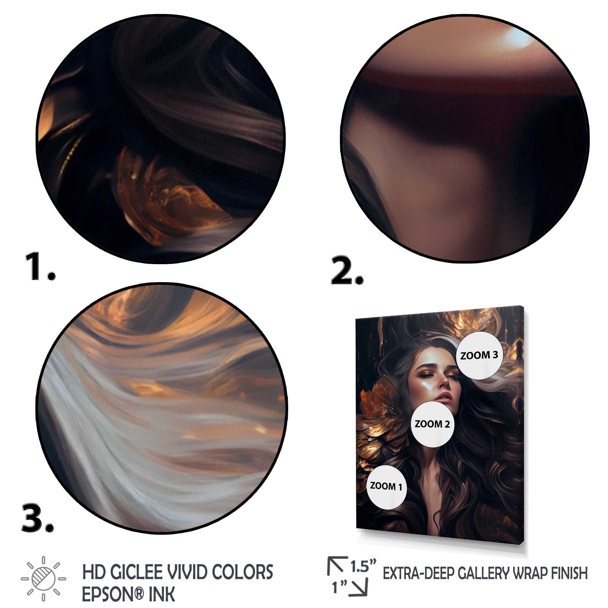 Designart Gold And Black Sensual Woman IV Canvas Wall Art