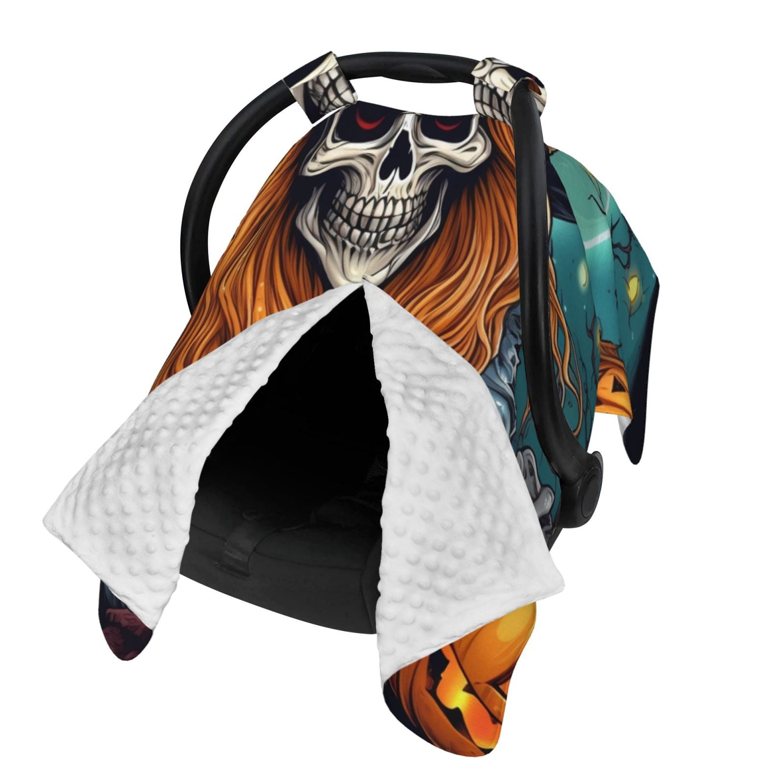 Naloa Cartoon Pumpkin Skull Baby Car Seat Cover, Breathable Baby Carrier Cover, Multiuse Baby Carrier Cover & Nursing Breastfeeding Cover