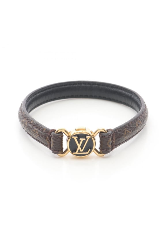 Pre-Owned Louis Vuitton LV Click It Monogram Bracelet, Leather, Gold-Plated, Women's,... (Good)