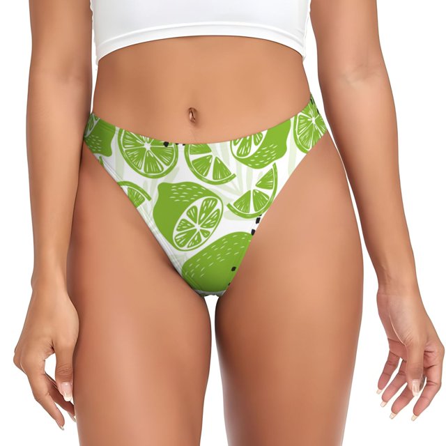 Fotbe Green Various Lemons Tanga Sin Costuras para Mujer con Estampado – Panties Invisibles, Transpirables y Cómodos para Uso Diario-XX-Large