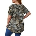 thumbnail image 4 of PENGXIANG Mode Femmes T-Shirt à Manches Courtes Imprimé Col en V Décontracté avec Boutons, 4 of 6