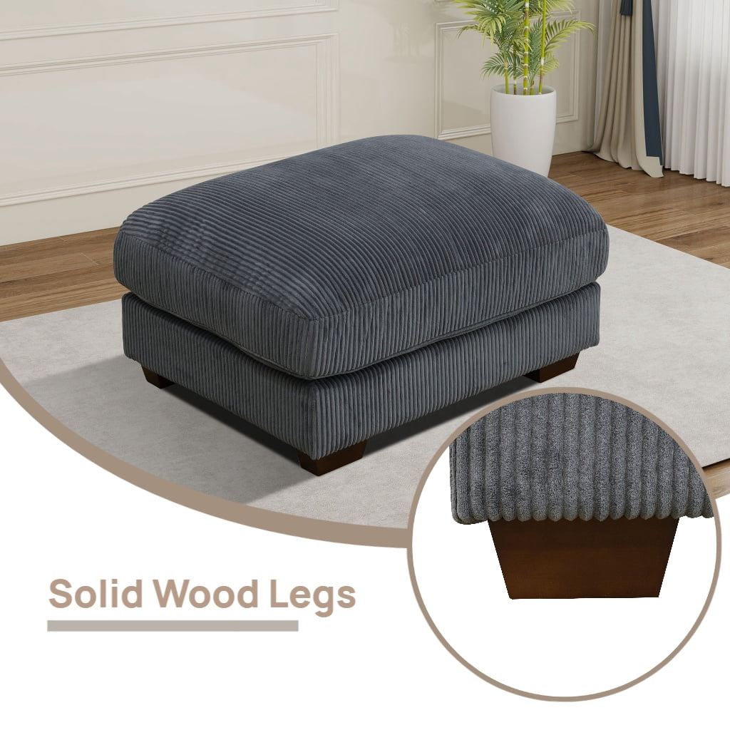 Large Oversized Ottoman Bench for Living Room, No Assembly Needed, Charcoal Corduroy