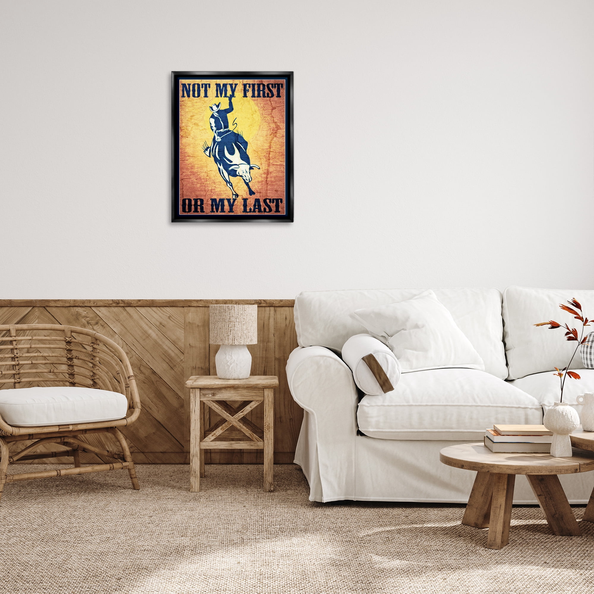 Stupell Industries Rodeo Cowboy Phrase Animals & Insects Painting Black Floater Framed Canvas Art Print Wall Art, 25 x 31