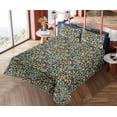 thumbnail image 4 of Ambesonne Floral Fitted & Flat Sheet with Shams 4 Pcs Set, Flowers Acrylic Repeating, Queen, Sea Green and Cadet Blue, 4 of 5
