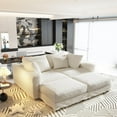 thumbnail image 2 of 102 Inch Oversized U Shaped Modular Sectional Sofa Cloud Couch Set, 4-Seater Corduroy Upholstered Convertible Chaise Lounge Sofa Bed with 2 Movable Ottoman, DIY Combination Sleeper Couch Beige, 2 of 9