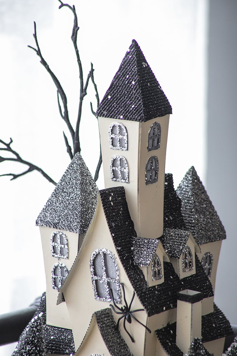 Lighted Cardboard Haunted House 13.5IN Halloween Tabletop Decor Battery-Powered Centerpiece