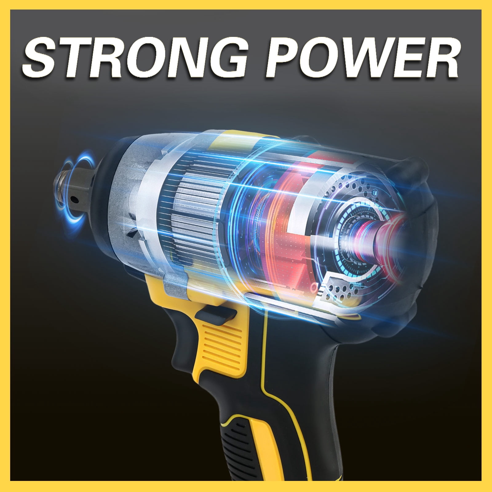 Brushless Electric Wrench with Full Copper Motor, Cordless Impact Wrench with Dual 3000mAh Batteries, Adjustable Torque Variable Speed Power Tool