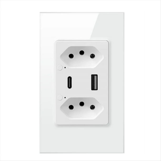 Enchufe de Pared Inteligente WiFi de Brasil con Puerto USB Tipo C Control Individual, Enchufe de Salida Inteligente Tuya, Funciona para ()