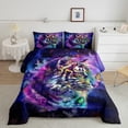 thumbnail image 3 of Cartoon Tiger Bedding Twin Size Watercolor Animal Comforter Set Twin , Psychedelic Galaxy Stars Duvet Insert Rainbow Graffiti Quilt Comforter, Trippy Nebula Cosmos 05, 3 of 7