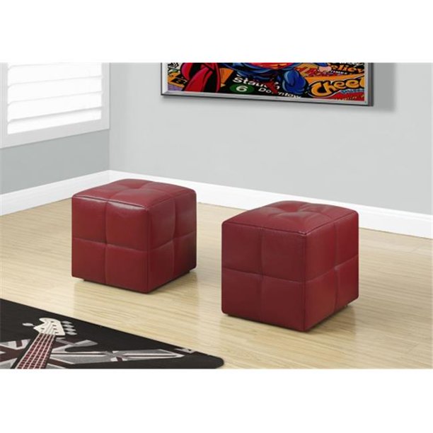LeatherLook Ottoman Red