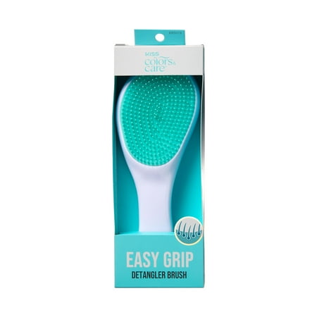 KISS Colors & Care Easy Grip Detangler Brush, Slip-Proof Ergonomic Handle, Unisex, White