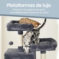 thumbnail image 4 of Feandrea Árbol para Gatos de 206 cm de Altura, Torre de Gatos con 13 Poste, 2 Cuevas, 2 Plataformas, Cesta, Pompón, Hamaca, Gris Ahumado, 4 of 6