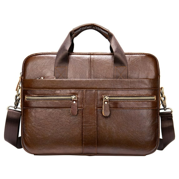 Men Briefcase Leather Handbag Laptop Bag 15 Inch mens Business Leather Shoulder Bag Office Travel