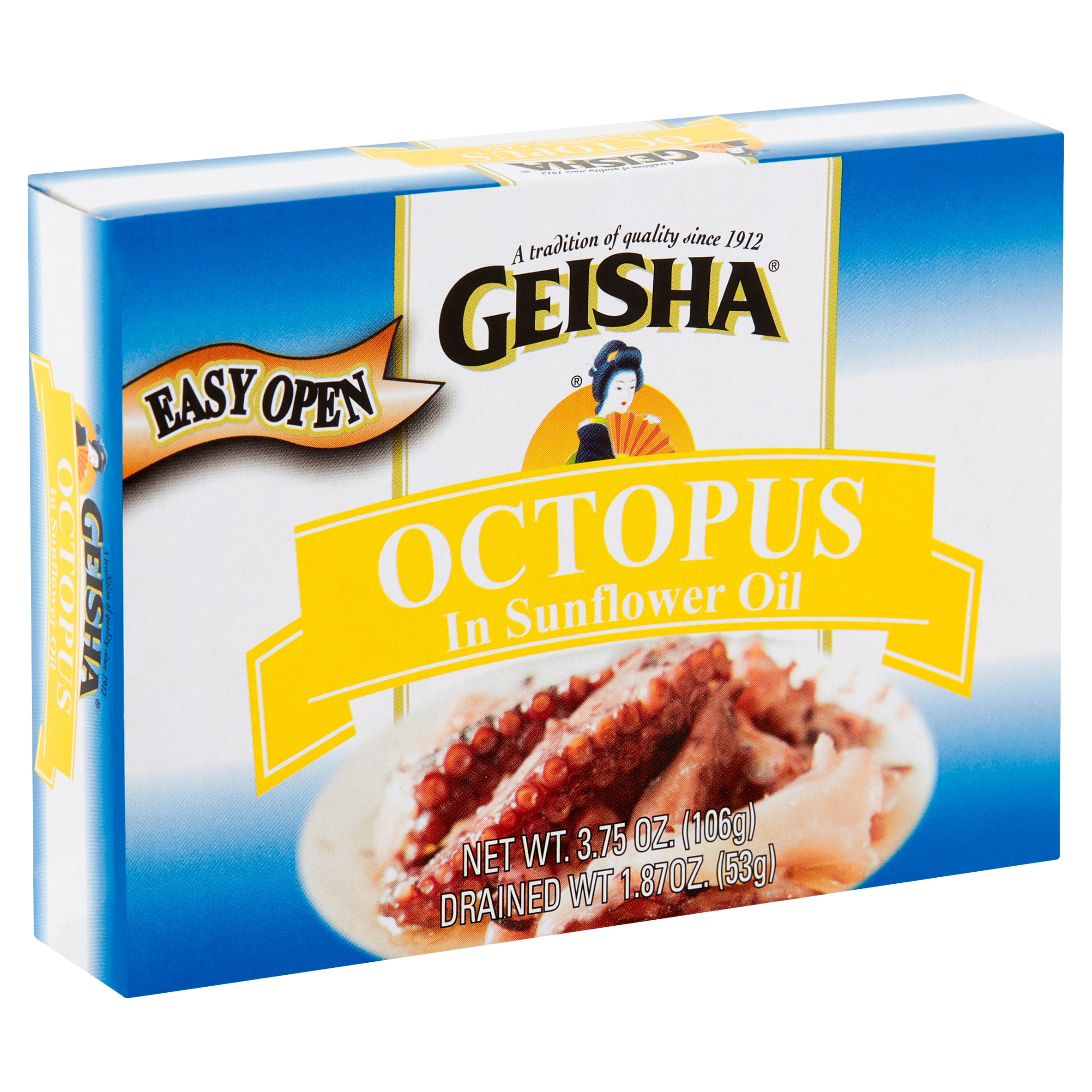 Geisha Octopus in Sunflower Oil, 3.75 Oz (106g), Ready to Eat in an Easy Open Can