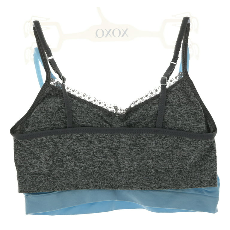 XOXO Girl's Lightly Lined Training Bra 2 Pack - Pale Blue & Grey - Small 30  