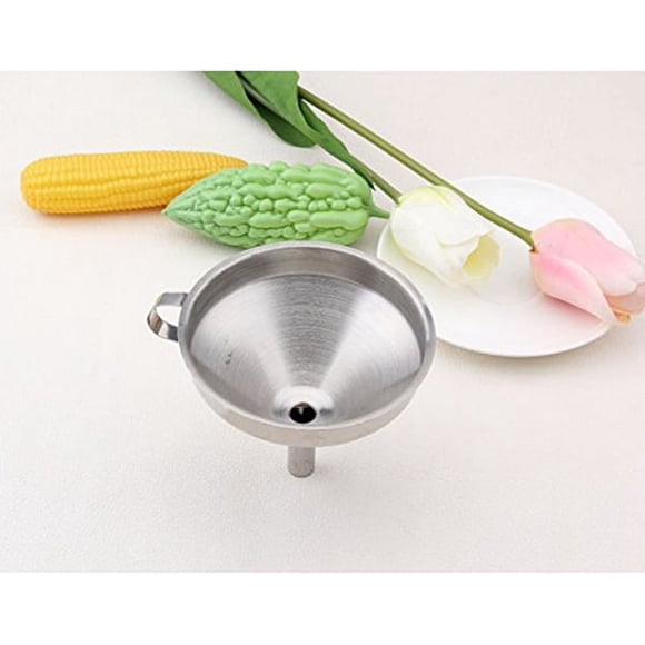FONDOTIN Entonnoir de Remplissage en Acier Inoxydable 3 Pcs Entonnoir de Mise en Conserve en Métal Argenté pour la Cuisson et le Mélange Artisanaux