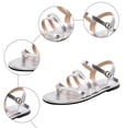 thumbnail image 5 of Rokment Womens Fisherman Flat Flip Flops Sandals Stylish Casual Leather Ankle Strap Strappy Low Heel Walking Dress Sandals Beach Summer Footwear Silver Size 6, 5 of 7