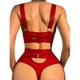 thumbnail image 3 of Conjunto de ropa de dormir con tirantes para mujer, lencería Sexy, conjunto de sujetador con tirantes anchos, picardías con ligueros, conjunto de ropa interior tipo Tanga, 3 of 5