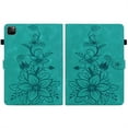 thumbnail image 2 of FJLBDE Case for iPad Pro 12.9 2022/2021/2020/2018 6th/5th/4th/3rd Gen, Embossed Flower PU Leather Flip Wallet Folio Stand Cover, Green, 2 of 7