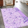 thumbnail image 3 of Butterfly Floral Washable Area Rugs 2.7'x5', Purple Floral Texture Butterflies Pearl Low Pile Throw Living Room Rug Non-Slip Sturdy Edge Binding Carpet for Indoor Entryway Bedside Kitchen, 3 of 9