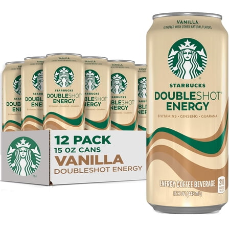 Starbucks Doubleshot Energy Vanilla, Strong Coffee Drink with 225 mg Caffeine, 15 fl oz, 12 Pack