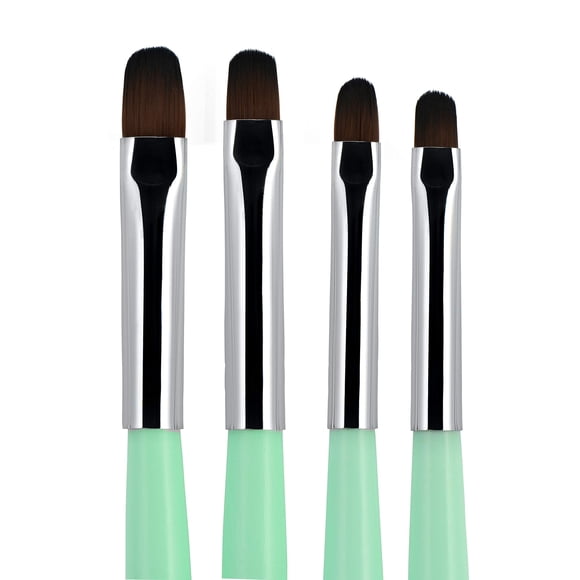 Beaute Galleria Juego de 4 pinceles de uñas de gel (tamaño 6 8 10 14) para extensiones de uñas de gel UV Builder Nail Tips Builder Polygel Nails Gel Sculpting Nylon Hair Nail Art Painting Pen