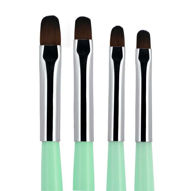 Beaute Galleria Juego de 4 pinceles de uñas de gel (tamaño 6 8 10 14) para extensiones de uñas de gel UV Builder Nail Tips Builder Polygel Nails Gel Sculpting Nylon Hair Nail Art Painting Pen