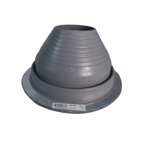 Metal Roofing Systems - #6 (DF106G) GRAY EPDM DEKTITE ROUND BASE METAL ROOFING PIPE FLASHING BOOT: (Fits OD pipe sizes 5