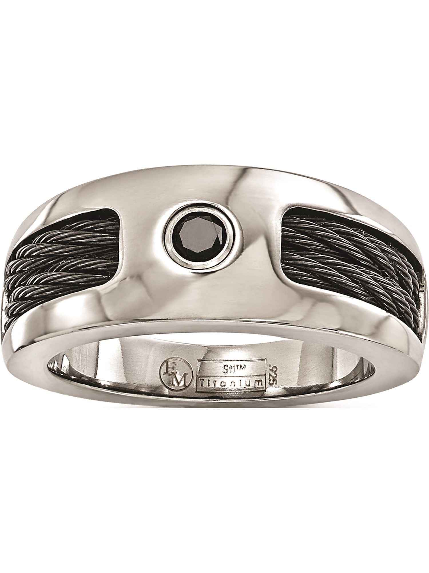 Details about  / Edward Mirell 925 Sterling Silver /& Black Titanium Inlay Black Stripe Ring S:10