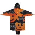 thumbnail image 2 of Oversized Wearable Blanket Hoodie,Halloween Black Cats and Pumpkins Pattern Sherpa Blanket Hoodie with Super Pockets,Super Warm Fuzzy Pullover for Women & Men, 2 of 6