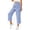 Blue, variant on Levmjia Women's Striped Capri Pants High Waisted Casual Ankle Length Trousers with Pockets Elastic Waist Button Closure Cuffed Hem for Summer
