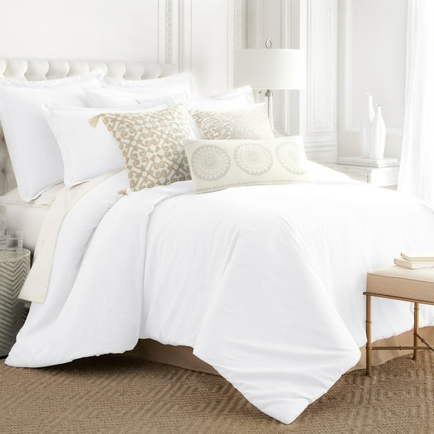 Levtex Home 100 Linen King Duvet Cover Washed Linen in White