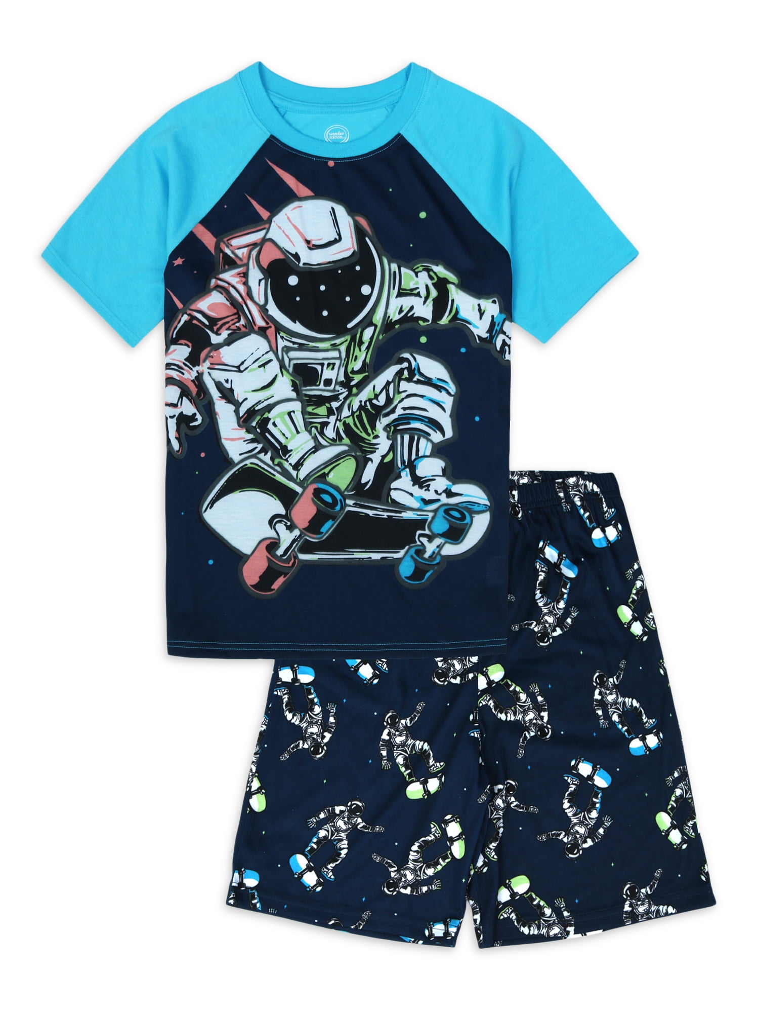 Wonder Nation Boys Short Sleeve Pajamas Set Astro, 2Pack, Sizes 418