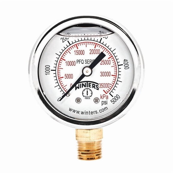 Winters Pressure Gauge,2" Dial Size,Silver PFQ2473