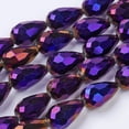 thumbnail image 3 of Electroplate Glass Beads Strands Faceted teardrop Purple Plated 15x10mm Hole: 1mm about 50pcs/strand 27.1 inch, 3 of 3