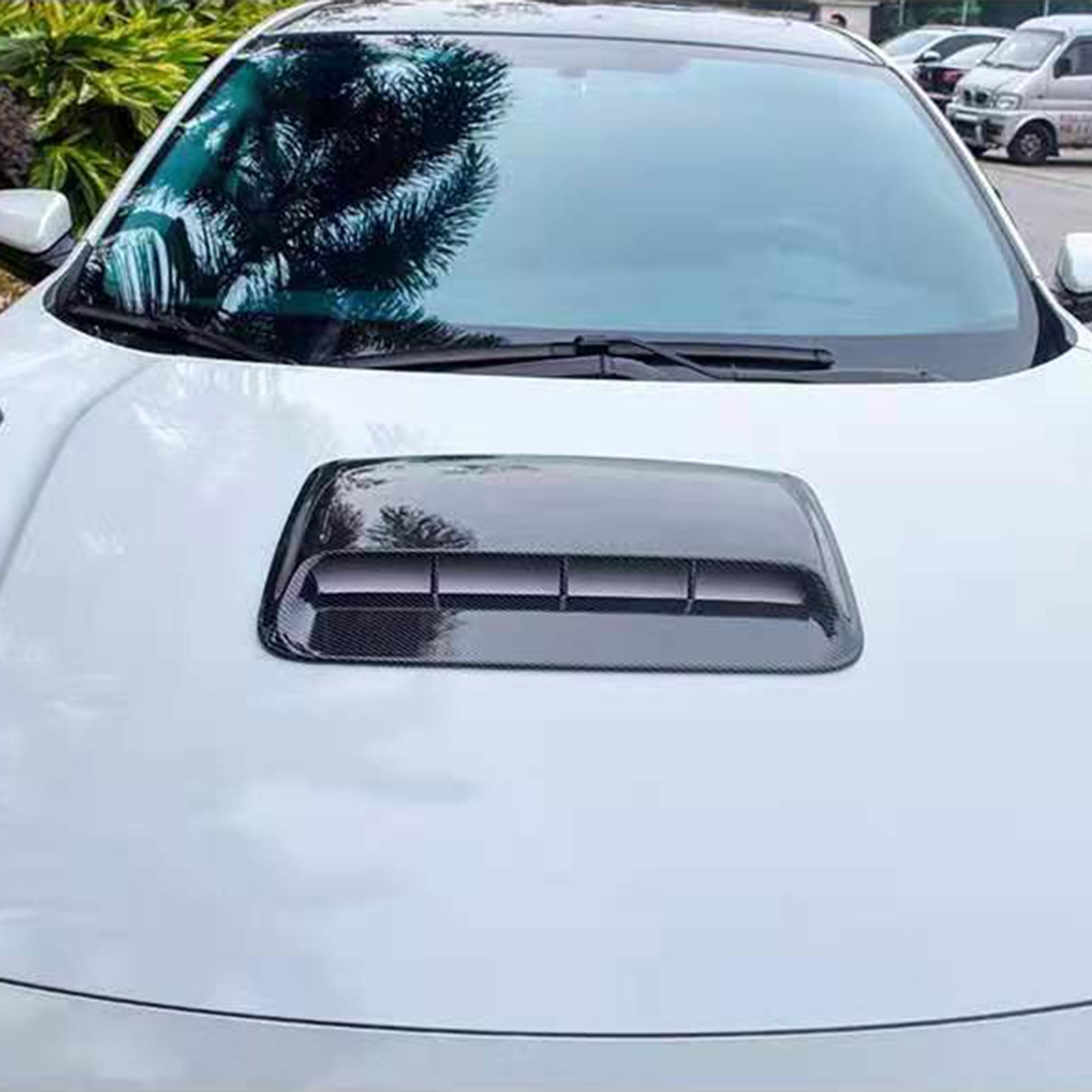 Walbest Universal Car Decorative Air Flow Intake Hood Scoop Vent Turbo Bonnet Cover Carbon Friber