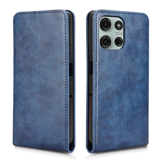 Folio Phone Case for Motorola Moto G75 5G Magnetic Kickstand Cover with Camera Protection Blue