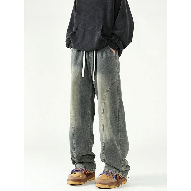 Pantalones vaqueros holgados para hombre, Jeans desgastados de pierna recta, ropa de calle Y2K, moda Hip Hop, 2024