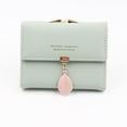 thumbnail image 1 of Cartera corta para mujer, de PU, con colgante de hoja, bolso de tres pliegues, monedero para mujer, 1 of 4