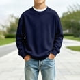 thumbnail image 3 of Boy's Sweatshirt Long Sleeve Crewneck Basic Pullover Sweater | Casual Athletic Fall Clothes Navy,5-6 Years, 3 of 6