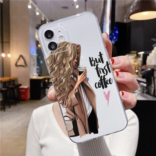 Funda con patrón de chica hermosa a la moda para iPhone 11 Pro Max 13, funda de teléfono suave transparente para iPhone 13 12 7 8 Plus X XR XS SE20 Capa Tan Jianjun unisex