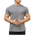 thumbnail image 3 of TAGOLD Mens Summer Short Sleeve Round-Neck Blouses & Shirts Solid Color Fitness Training Sports Top, 3 of 5