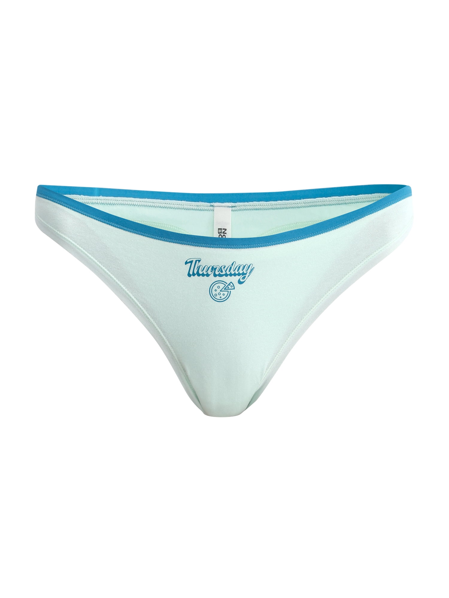 No Boundaries Cotton Thong Panties, Days of the Week - 7 Pack, Women’s and Women’s Plus, Sizes XS-XXXL