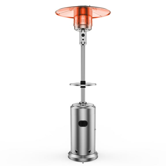 Riedhoff 48,000 BTU Patio Heater, Propane Stainless Steel, With Wheels, Silver