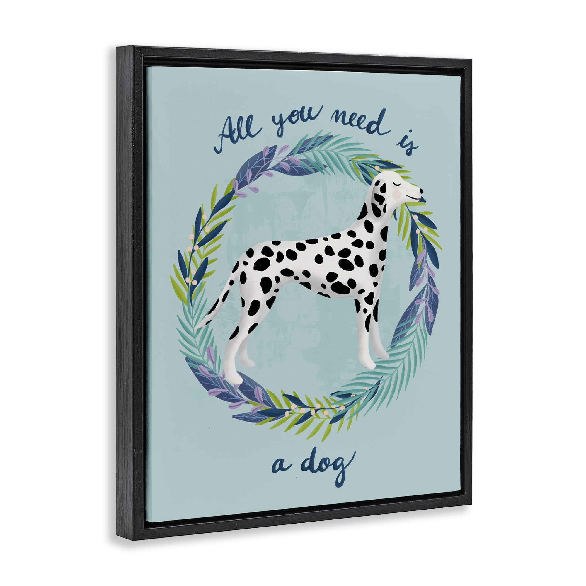 Stupell Industries All You Need Is A Dog Black Framed Floater Canvas Wall Art, design by Metka Hiti