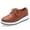 Brown, variant on Womens Slip On Sneakers, Casual Thick Sole Leather Sports Sneaker, Round Toe Soft Comfortable Slip-ons Loafers Shoes, Comfort Running Fall Shoes