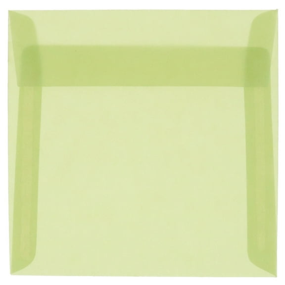 JAM Paper 5.5x5.5 Translucent Envelopes, Leaf Green, 25/Pack