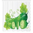 thumbnail image 3 of Celtic Green Shower Curtain, Juicy Cucumber in Slices with Leaves Ornaments, Fabric Bathroom Set with Hooks, 69W X 70L Inches, Pale Green Apple Green and Hunter Green, by Ambesonne, 3 of 3