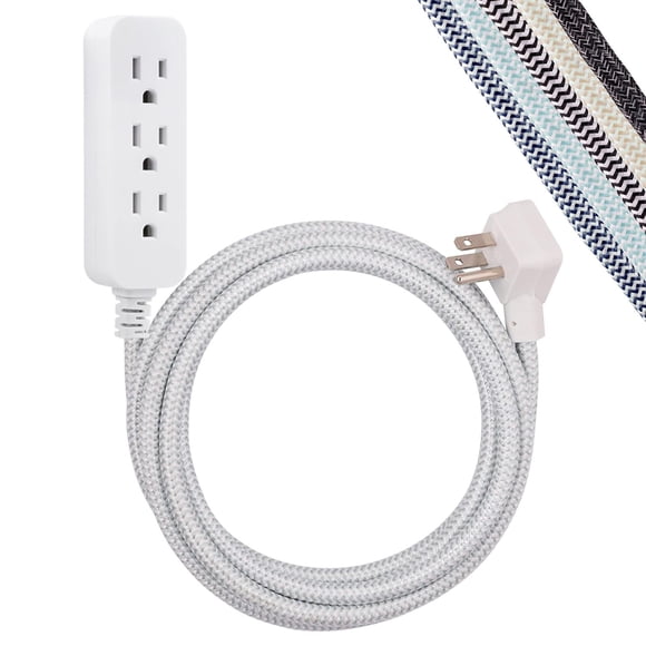 Cable de Extensión Cordinate 3 Salidas Gris con Protección Sobretensiones y Cable Tela Trenzada 10 P
