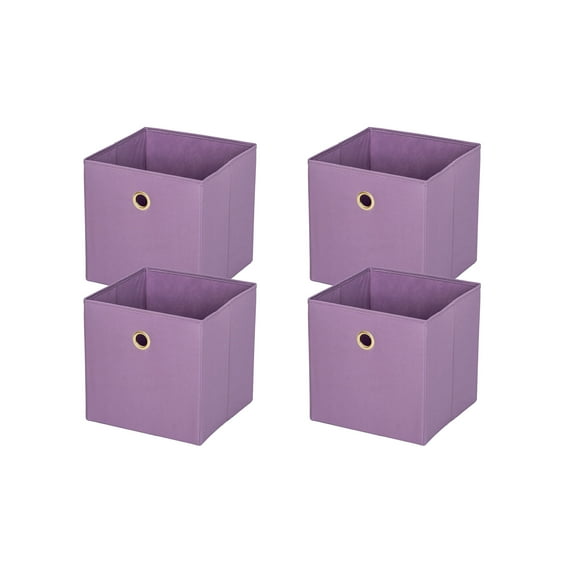 Mainstays Collapsible Fabric Cube Storage Bins (10.5" x 10.5"), 4 Pack, Lilac Bloom
